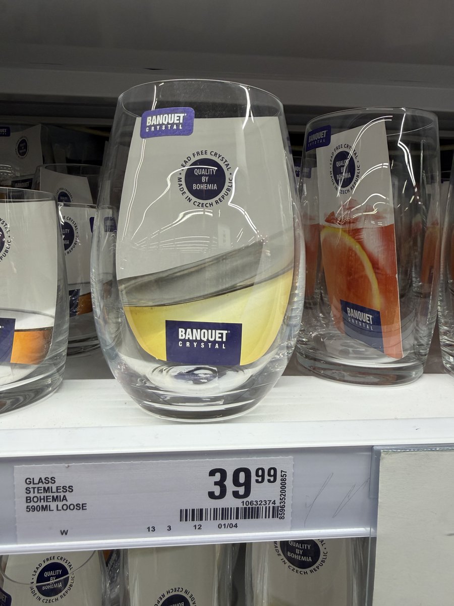 Banquet Crystal Stemless Bohemia Glass 590ml (Loose)